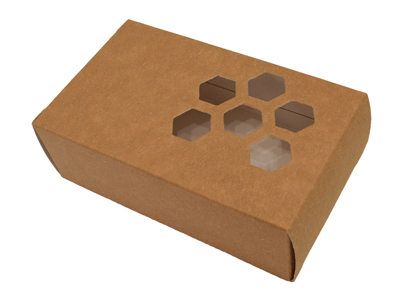 Kraftbehälter aus Kraftpapier mit Fenstern